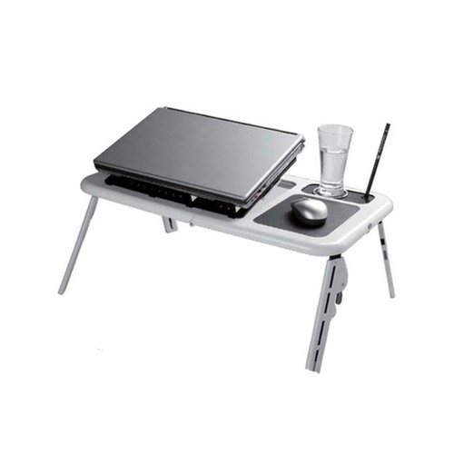 E-Table With Laptop Cooling Pad – White