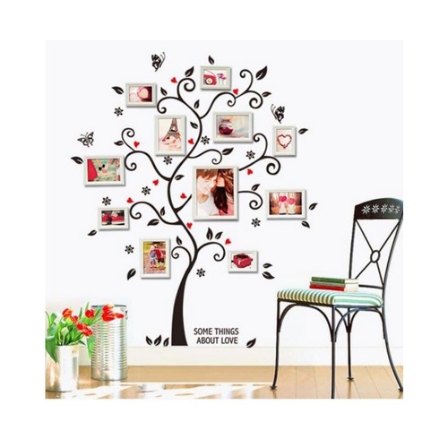 Family Tree Wall Sticker With 11 Actual Frames – Black & White