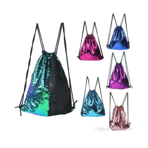 Pack of 6 - Reversible Mermaid Sequin Drawstring Bags