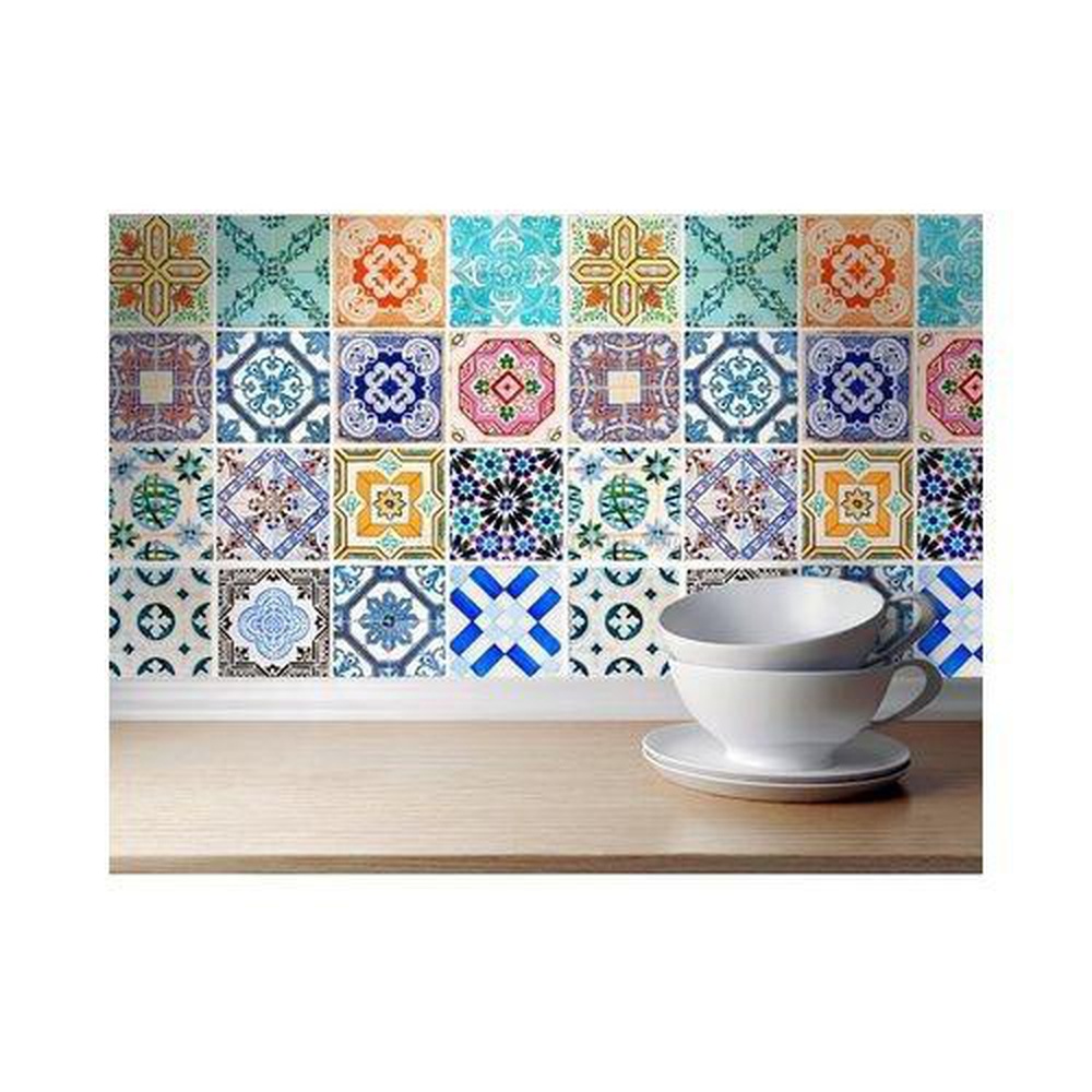 Pack Of 48 - Traditional Talavera Tiles Stickers For Bathroom &amp; Kitchen - 6 X 6 Inches