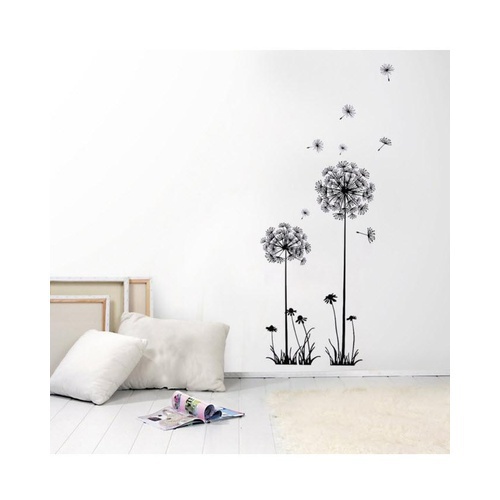 Dandelion Wind Petals Wall Decal Stickers for Bedroom - Black