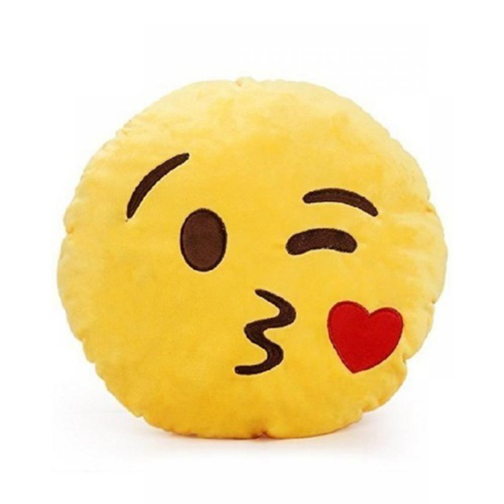 Kiss Emoji Smile Cushion – Yellow