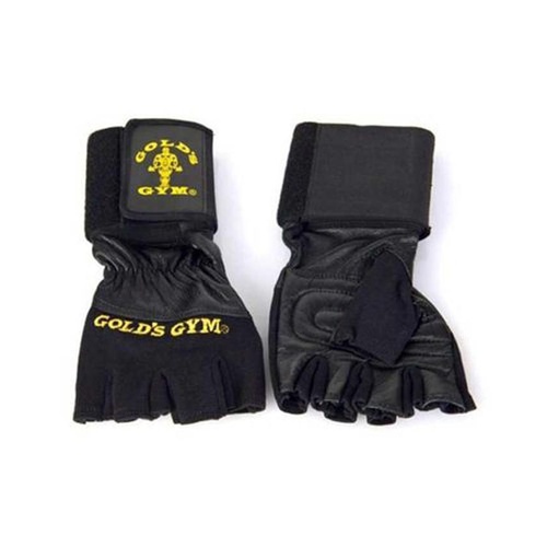 Gym Wrist Wrap Lifting Leather Gloves - Black