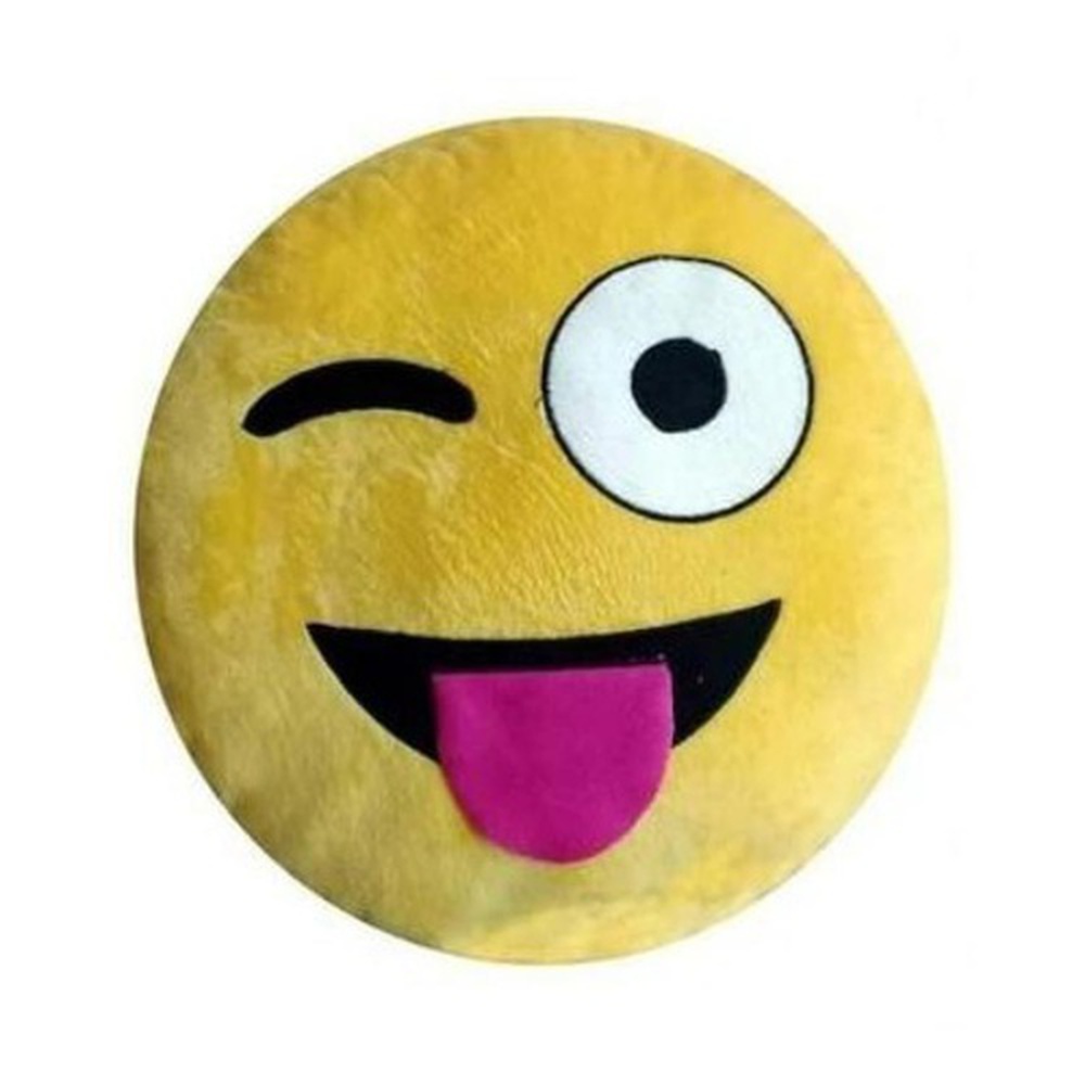 Tongue Sticking out Emoji Cushion Without Filling – Yellow