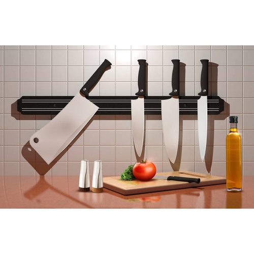 Wall Mount Magnetic Kitchen Knife and Utensil Holder Strip - Black