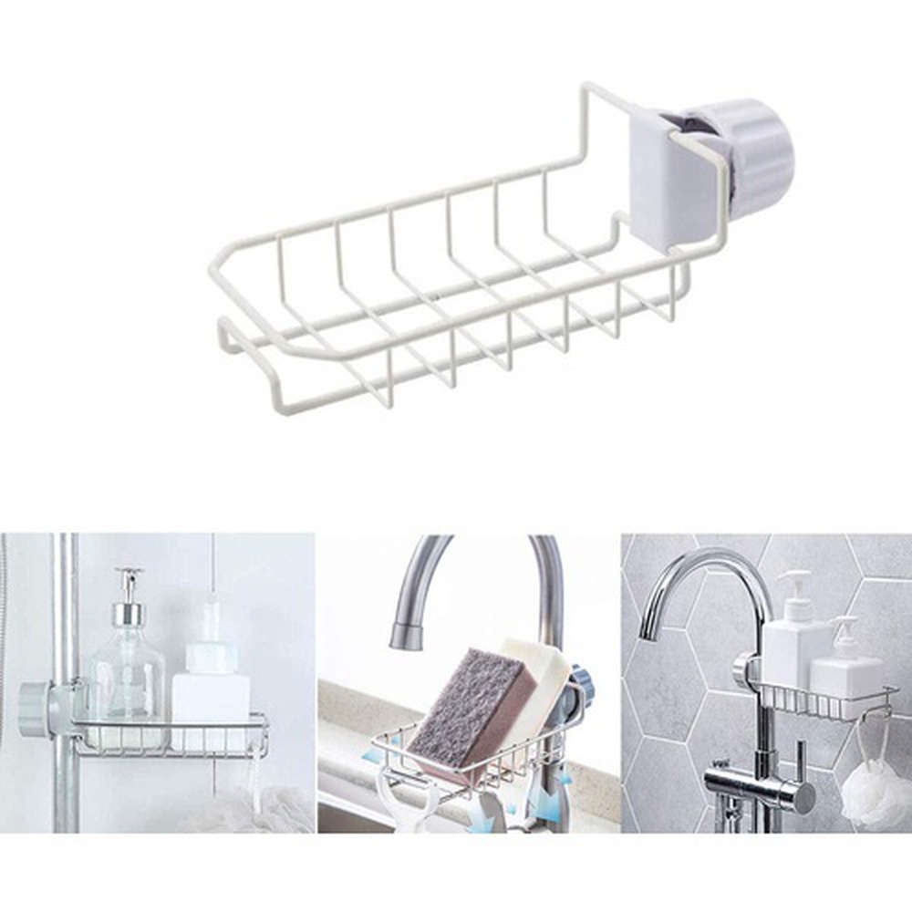 Stainless Steel Sink Hanging Storage Rack Holder Faucet Clip Bathroom Kitchen Dishcloth Clip Shelf Drain Dry Towel Organizer