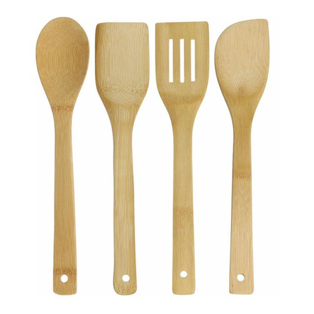 Pack of 4 – Wooden Spoon Set – Light Brown