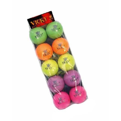 Pack of 12: Indoor Rubber Cricket Ball - Multicolor - 70gm