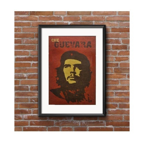 Che Guevara Portrait Block Mounted Retro Poster on Kraft Paper - Multicolor