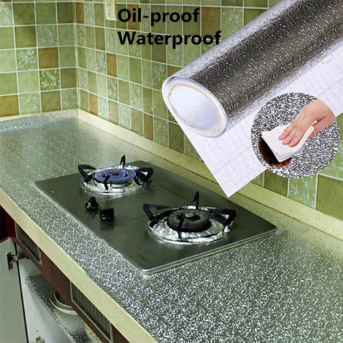 Self-Adhesive Aluminium Foil Sticker For Kitchen Cabinet Wallpaper Oil Proof Waterproof wall protector with heat resistant