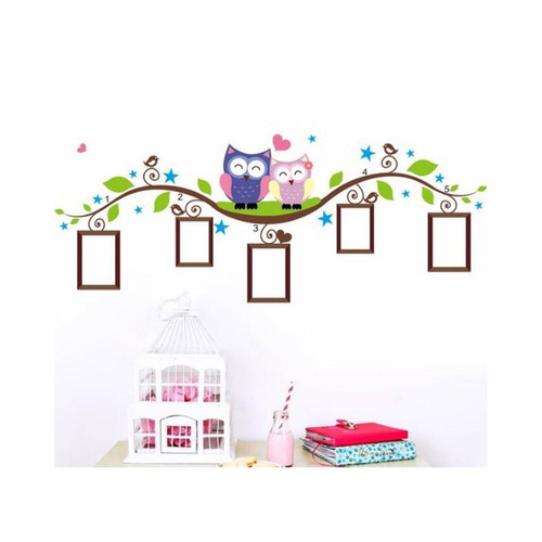 Owls Photo Frame Wall Sticker - Multicolor