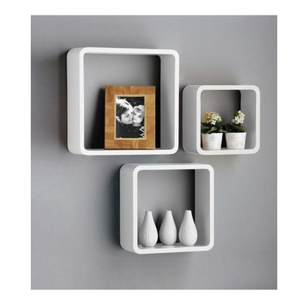 Set of 3 – Cube Wall Mount Shelves – White