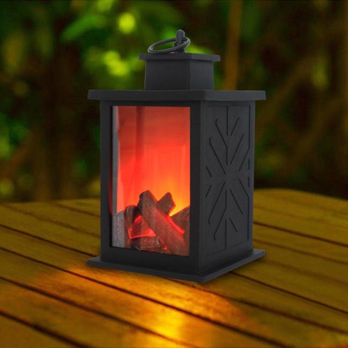 Artificial LED Fireplace Lantern With Realistic Wood Burning Flame Simulation Effect