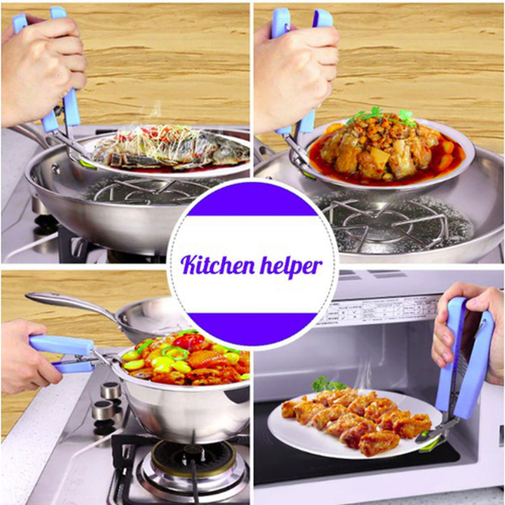 Kitchen Stainless Steel Exquisite Bowl Pot Pan Gripper Clip Pot Holder for Moving Bowl Plate Tray with Food Out of Instant Pot Microwave Oven