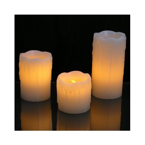 Set of 3 – Flickering Flame Real Look Wax LED Flameless Candles
