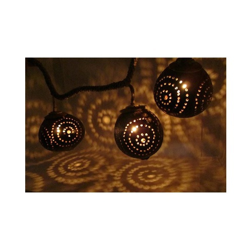 Set of 3 Globes – Natural Thai Coconut Shell Light