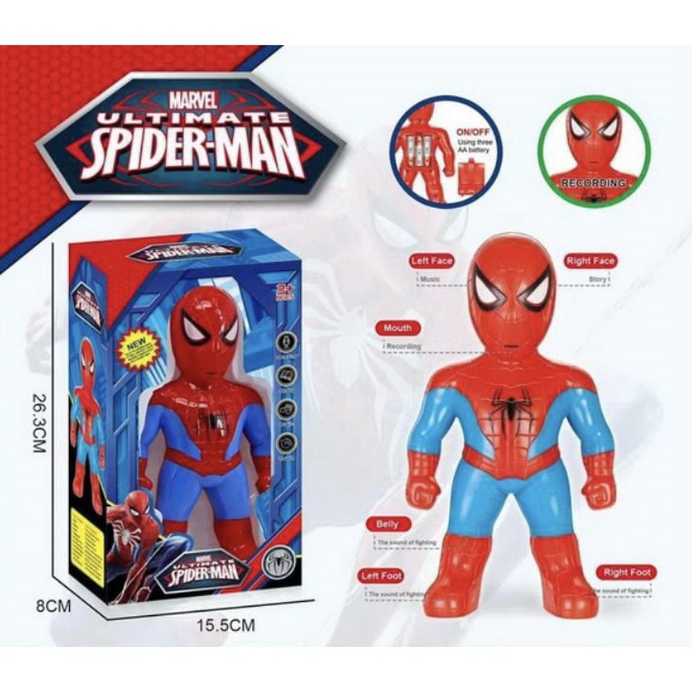 Talking Spider-Man With Sound, Story,Touch Music & Recording Battery Operated age 3+Y #838-30