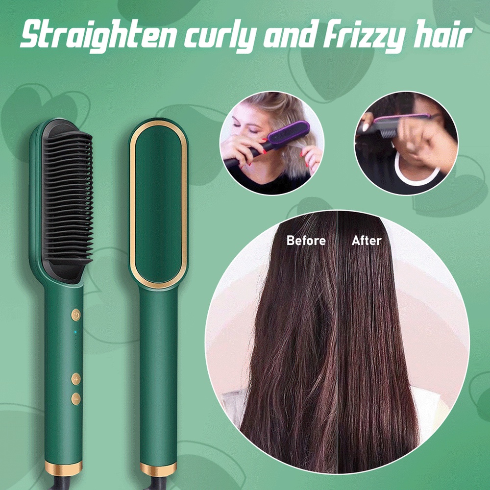 Hair Straightener Ceramic Heated Hair Brush