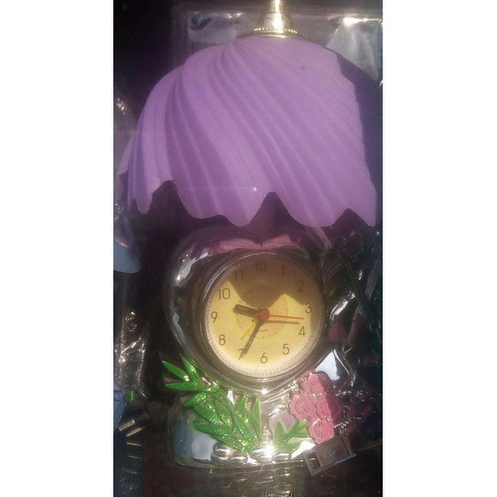 Purple table Lamp with clock
