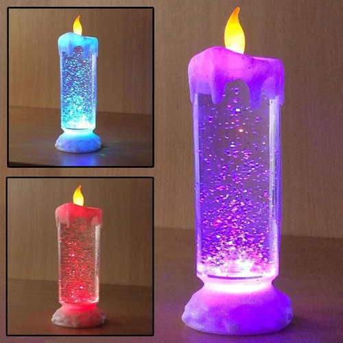 Romantic Flameless Generic Color Changing Swirling Water LED Glitter Candle For Beautiful Table Decoration