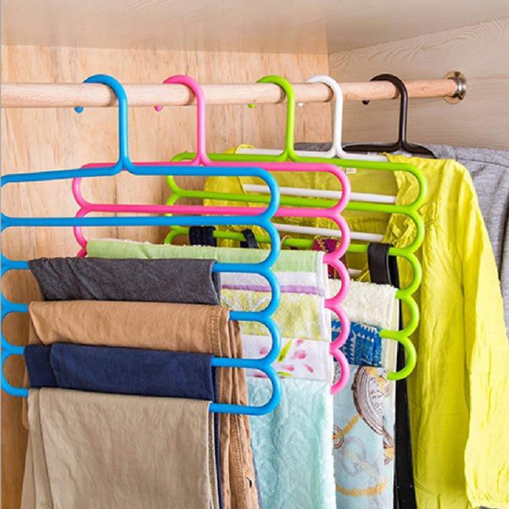 Telly Pack of 2 – Multicolor 5 Layers Anti slip Pent Clothes Hangers