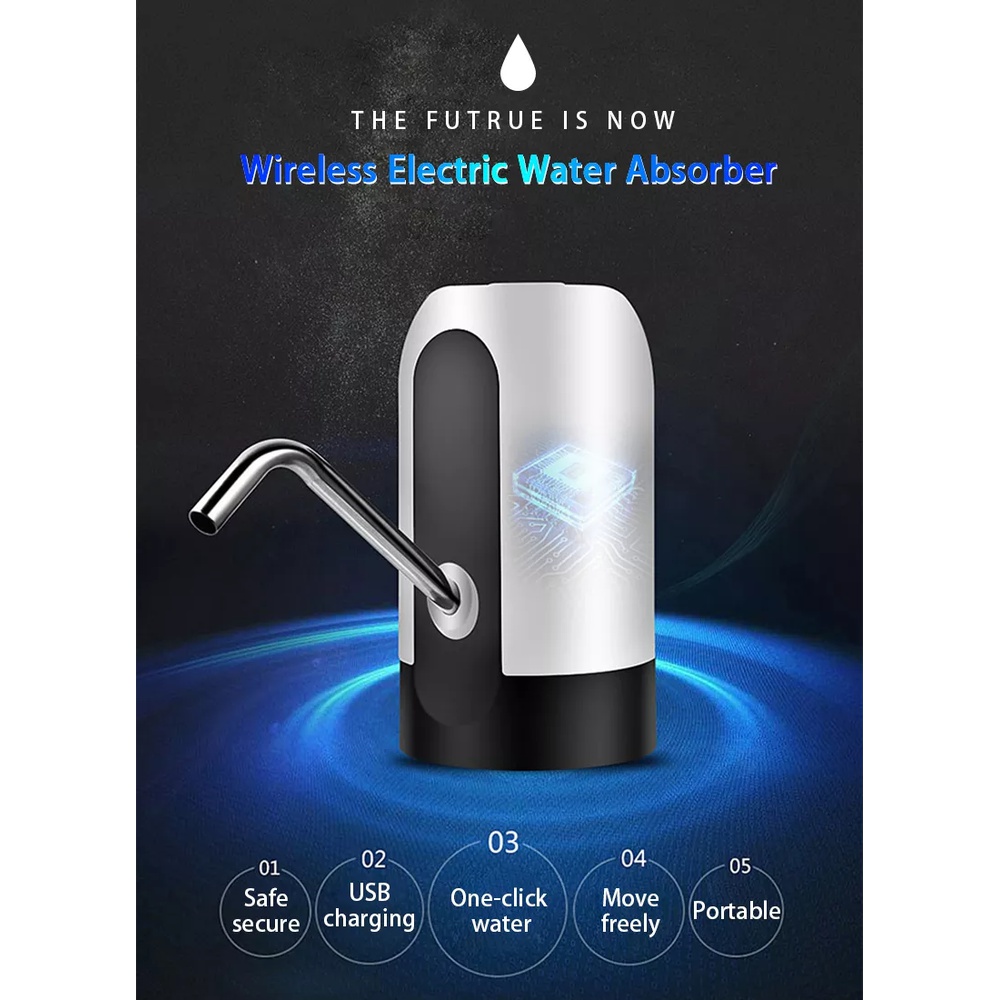Telly Automatic Electric Water Dispenser Portable Gallon Drinking Bottle USB Wireless Smart Electric Water Rechargeable Household Drinking Fountain Water Office Water Bottle Pump Automatic Drinking Wa