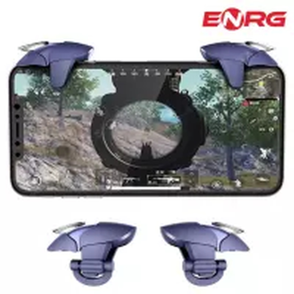 Telly ENRG Metal Mobile Gaming Trigger Shooting Fire Button Controller L1R1 PUBG - Transparent