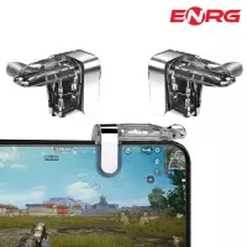 Telly ENRG Metal Mobile Gaming Trigger Shooting Fire Button Controller L1R1 PUBG - Transparent