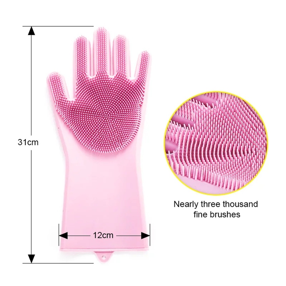 Telly Reusable Magic Dish washing Gloves with scrubber, Silicone Cleaning, Scrub Gloves for Wash Dish, Car Washing, Kitchen usages