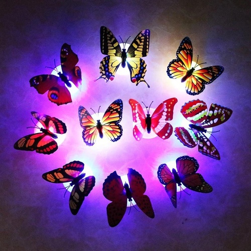 Telly PACK OF 12 3D PVC Fridge LED Wall Stickers Simulation Butterfly Double Butterfly Butterfly Bright