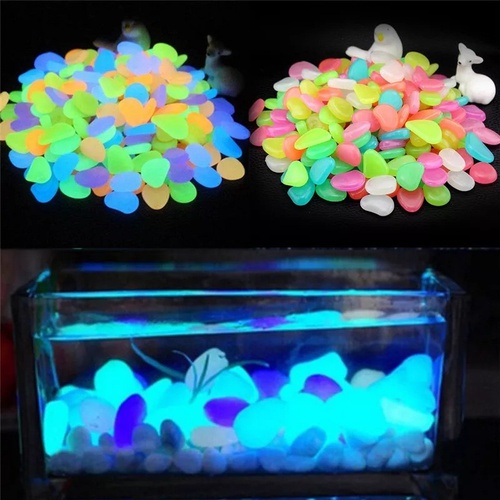 Telly Pack of 16 Pcs Glowing in Dark Aquarium Stones Decorative Artificial / Luminous / Stone / Fish / Tank / Pathway / Driveway
