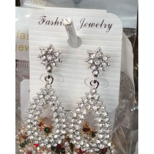 Traditional Drop Earrings With White, Red and green Pearls Jewellery for Women Stud Earrings