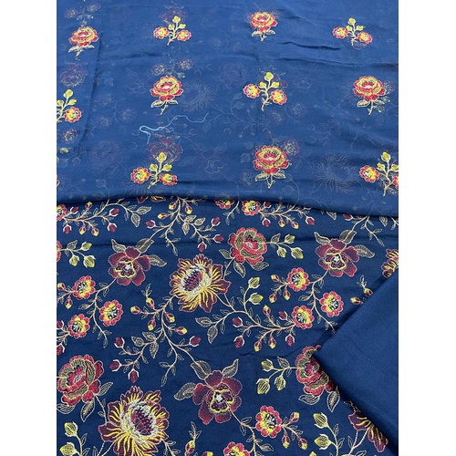 Krand 3 pcs embroidery Winter collection with chiffon embroided dopta