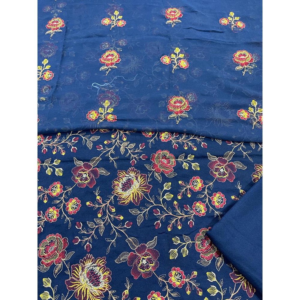 Krand 3 pcs embroidery Winter collection with chiffon embroided dopta