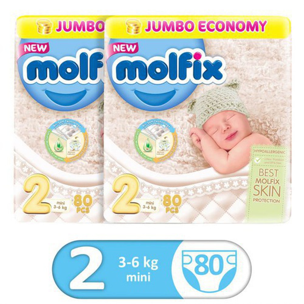 Molfix mini small diaper pampers 80 Pieces Size 2 , 3-6 Kg