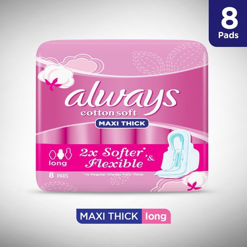 Always Cotton Soft Maxi Long Thick 8 Pads x 2