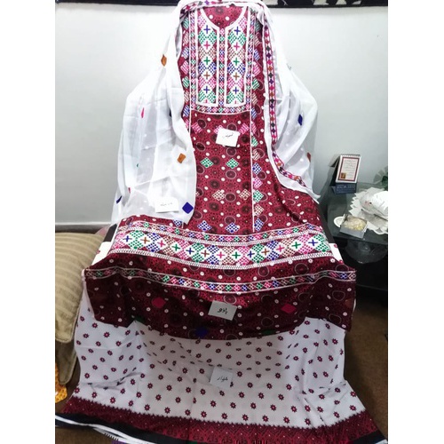 Traditional Cotton Embroidered 3 Piece Sindhi Ajrak Suit