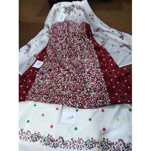 Cotton Embroidered 3 Piece Sindhi Ajrak Suit