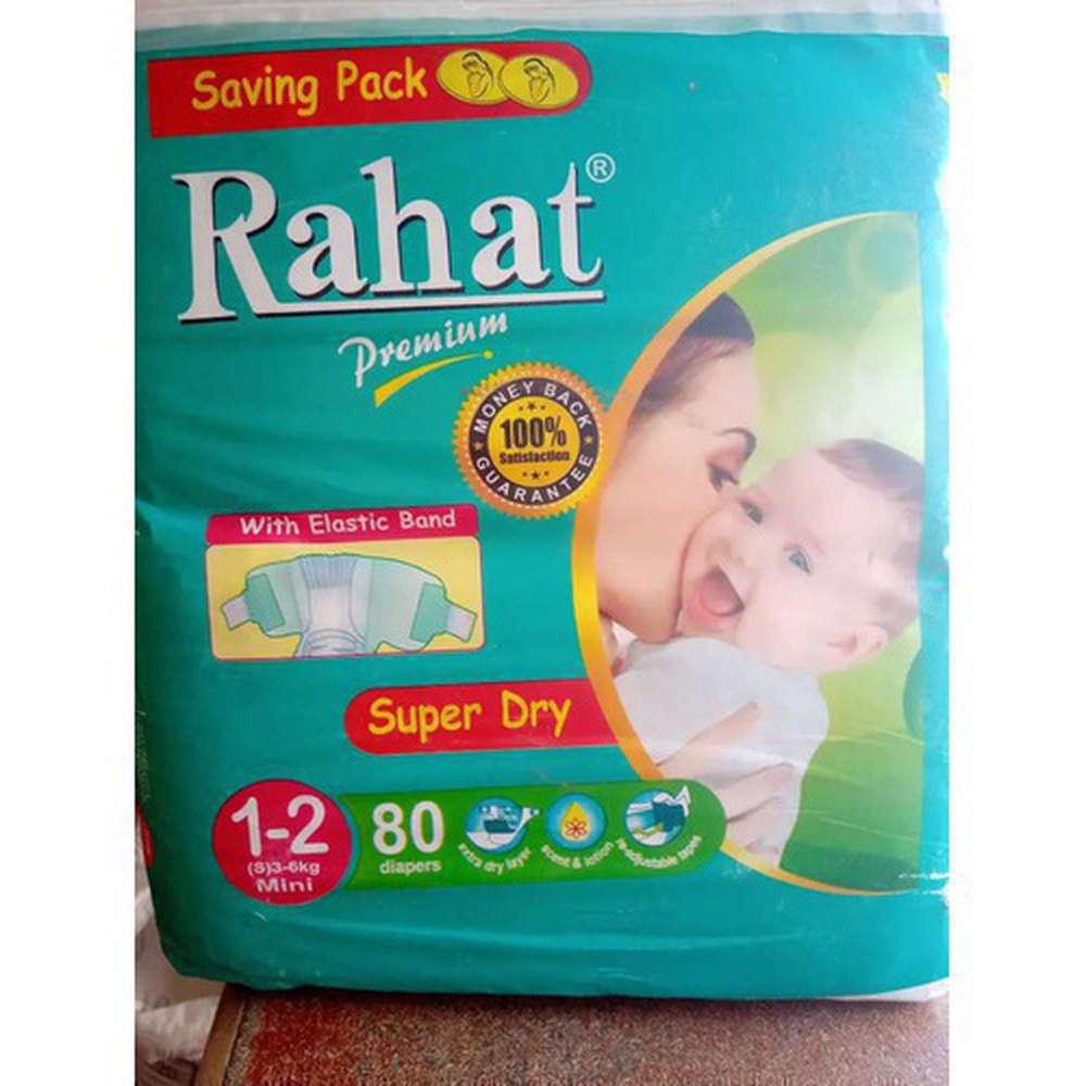 Rahat Premium diapers pampers S Mini Size Full Pack 80 Pampers Number 1-2