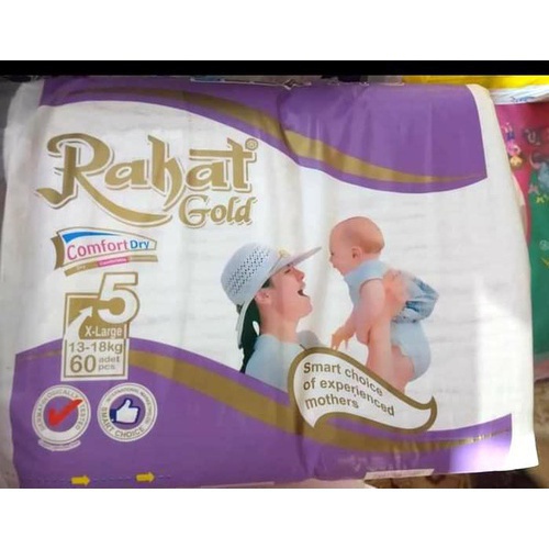 Rahat Gold diapers pampers XL X-Large Size Full Pack 60 Pampers Number 5