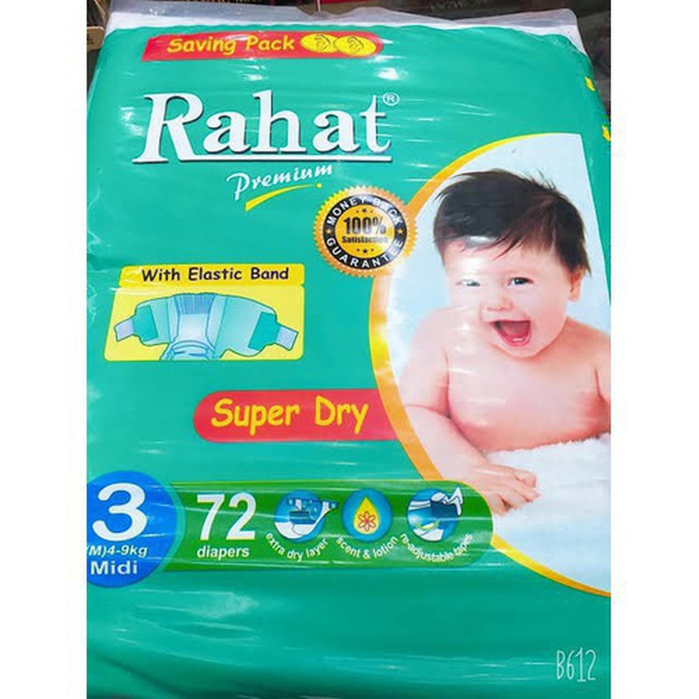 Rahat Premium diapers pampers M Medium Size Full Pack 72 Pampers Number 3