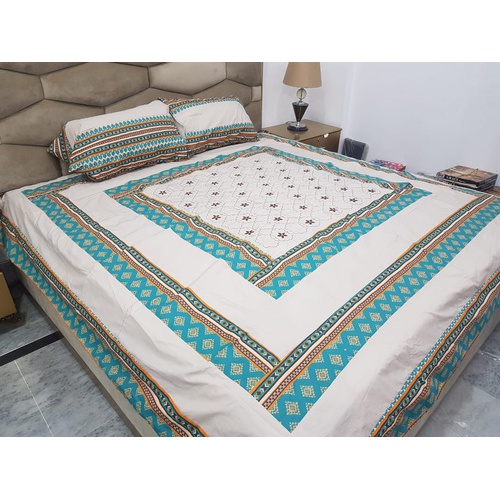Embroidered 3pc Patch Work Bedsheet size : item:19