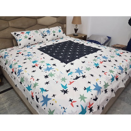 Embroidered 3pc Patch Work Bedsheet size : item:4
