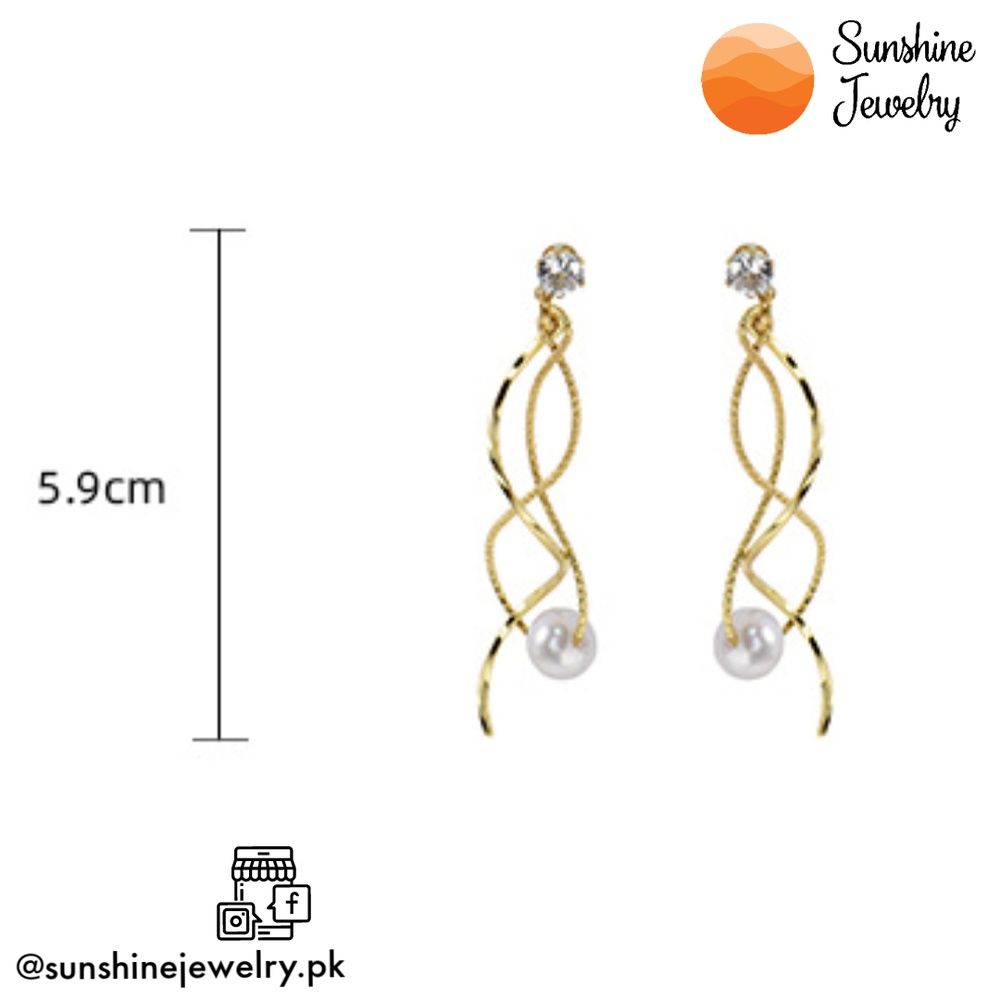 S925 Korean Style Simple Long Pearl Earrings Gold Color jewelry/jewellery Elegant Stylish Party Earring Silver
